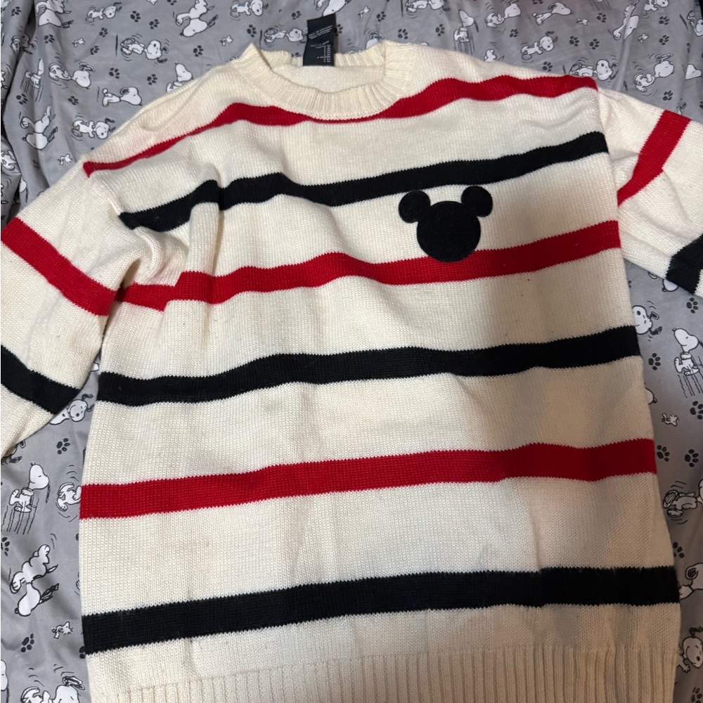 Forever 21 Cream Sweater with Red & Black Stripes